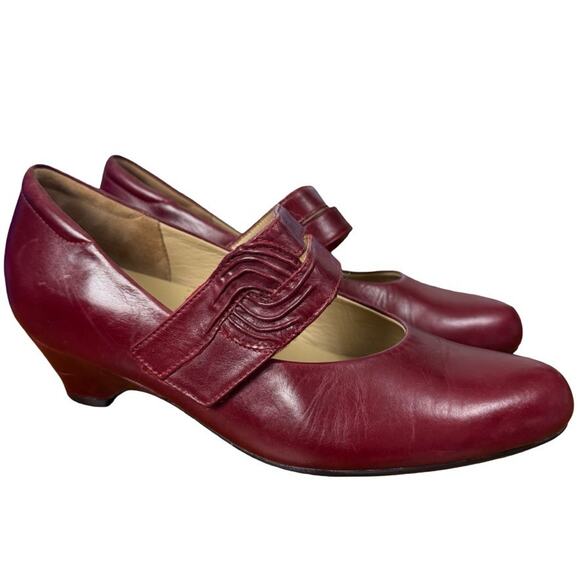 Ziera Shoes Shoes - Ziera Kumfs Veil Burgundy Kitten Heels Mary Jane Leather Shoes Comfort 39/ 8.5 W